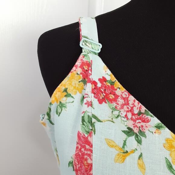 Cynthia Rowley 100% Linen Floral Sun Dress V Neck Mini Dress Womens 6 Resort - Picture 6 of 12